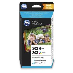 HP 303 Black Standard Capacity Tricolour Ink Cartridge Photo Value Pack 2x 4ml for HP ENVY Photo 6230/7130/7830 series - Z4B62EE Image