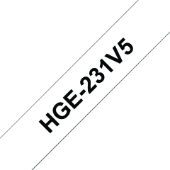 Brother HGE Labelling Tape 12mm x 8m Black on White HGE231V5 Image