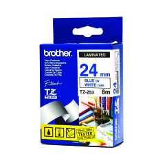 Brother P-Touch 24mm Blue on White TZE253 Labelling Tape TZE253 Image